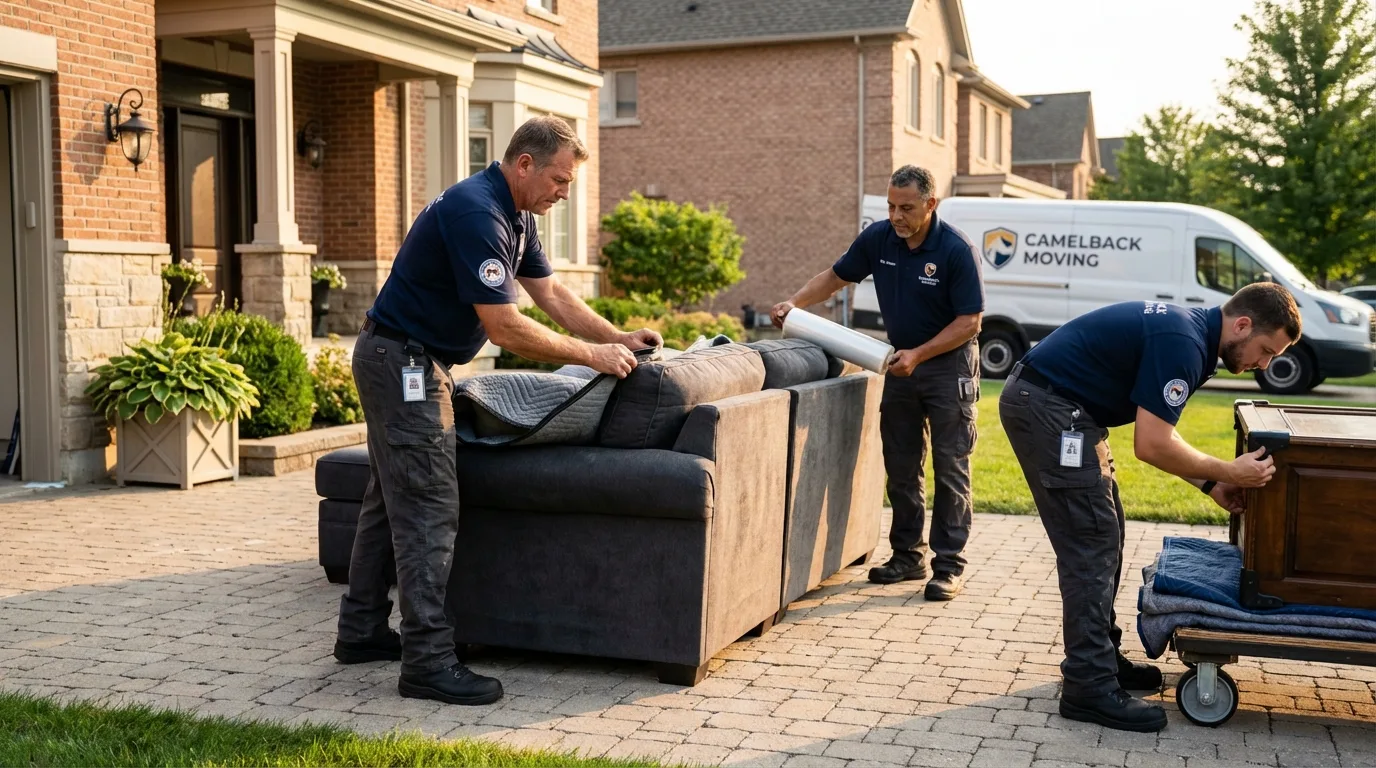 Large estate moving crew wrapping furniture in Damascus, OR